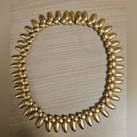 Vintage EDWIN PEARL Link Circle Spike Necklace Gold Tone Etched E. Pearl - Picture 5 of 12